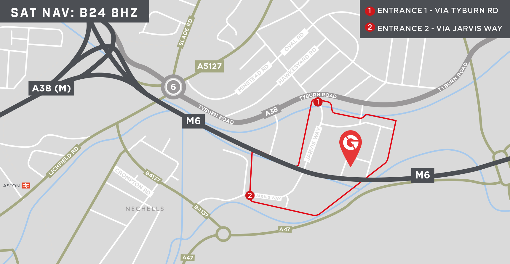 Map of Gravelly Industrial Park, Birmingham, B24